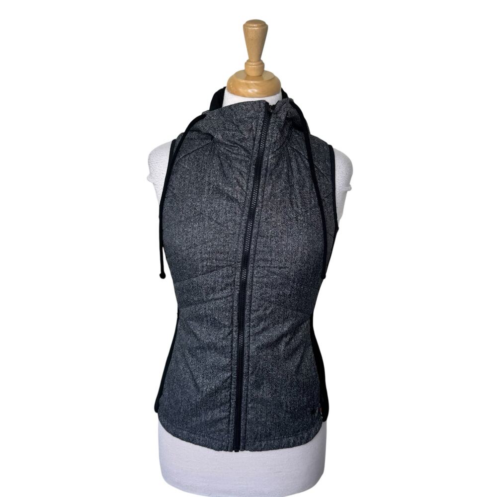 SMARTWOOL Merino Wool Double Propulsion Hooded Gray Black Vest SW015112 Size XS